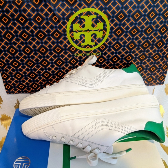 Tory Burch Sneakers Leather White 9.5 Tory Sport Tennis Shoes Authentic in Box - Picture 7 of 14